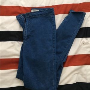 Blue skinny super high waisted jeans