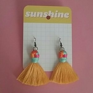 Fun Yellow Boho Tassle Earrings