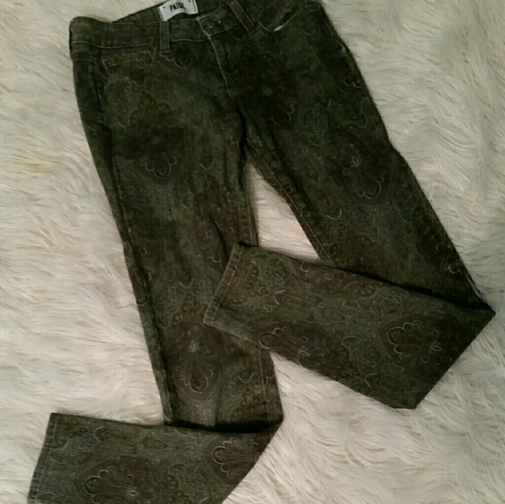 Paige brand olive green skinny jeans