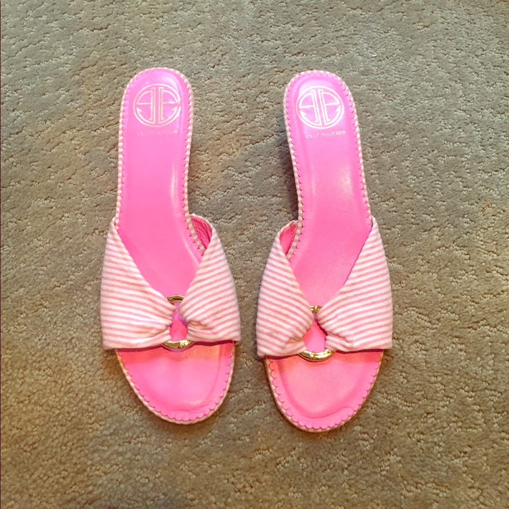 Lily Pulitzer seersucker kitten heels
