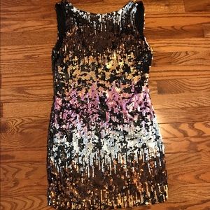 Pink, Orange, and Silver Sequin Dress