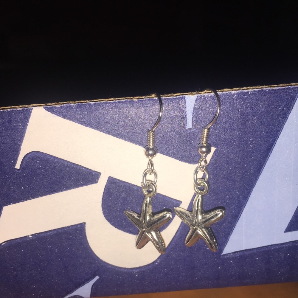 Silver starfish earrings summer earrings