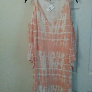 Tie dye cold shoulder swing dress