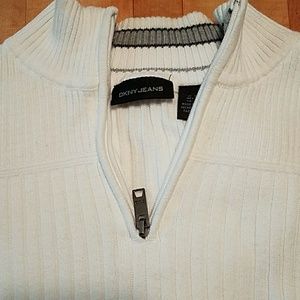 Men's White half zip DKNY Jeans ribbed sweater