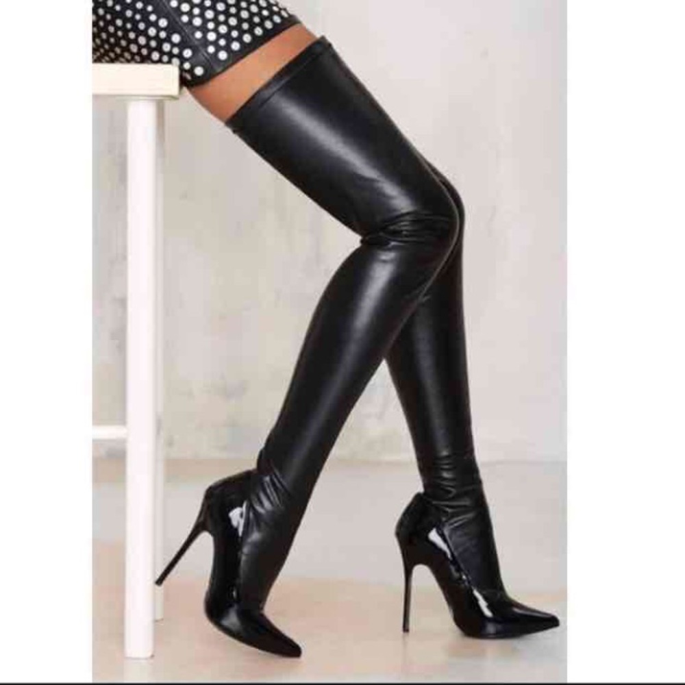 Nasty Gal Thigh High Vegan Leather Socks
