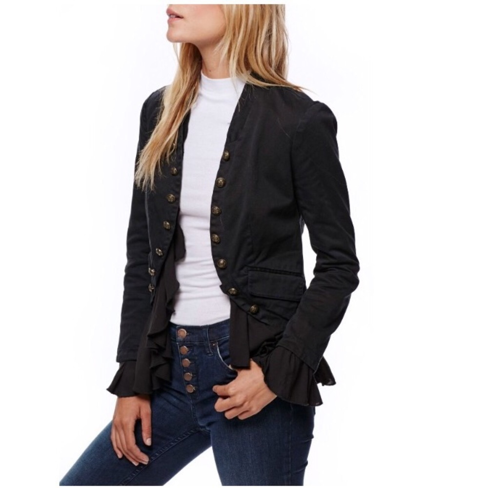Free People Romantic Ruffles Cotton Jacket