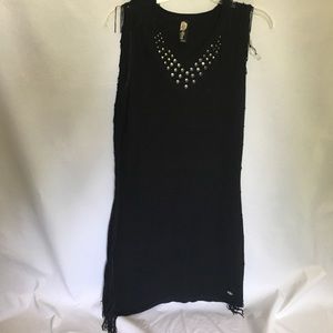 Black fringe sleeveless Apple Bottom party dress