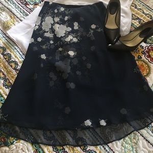 Beautiful Navy Skirt with White and Cream Flowers