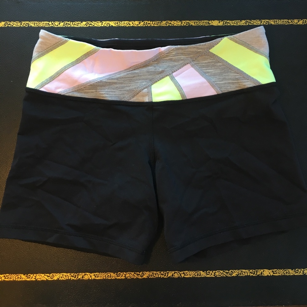 Black Dance/Running Shorts w/ Colorful Waist Band