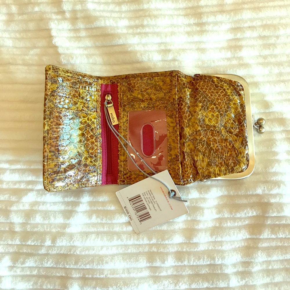 Hobo leather wallet with tags