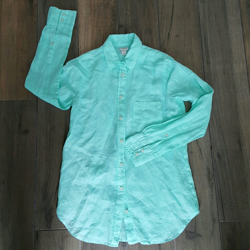 SALE!!! Sea Green J.Crew Linen Blouse