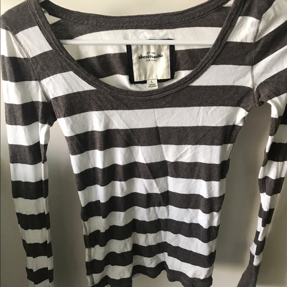 Abercrombie brown striped long sleeve shirt