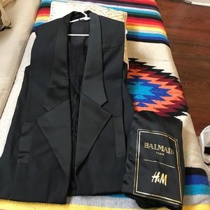 Balmain x H&M Black Long Notched-Lapel Blazer Vest