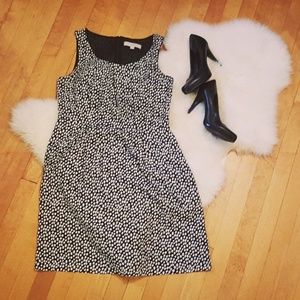 LOFT Spotted Speckled Black and White Sheath Dress