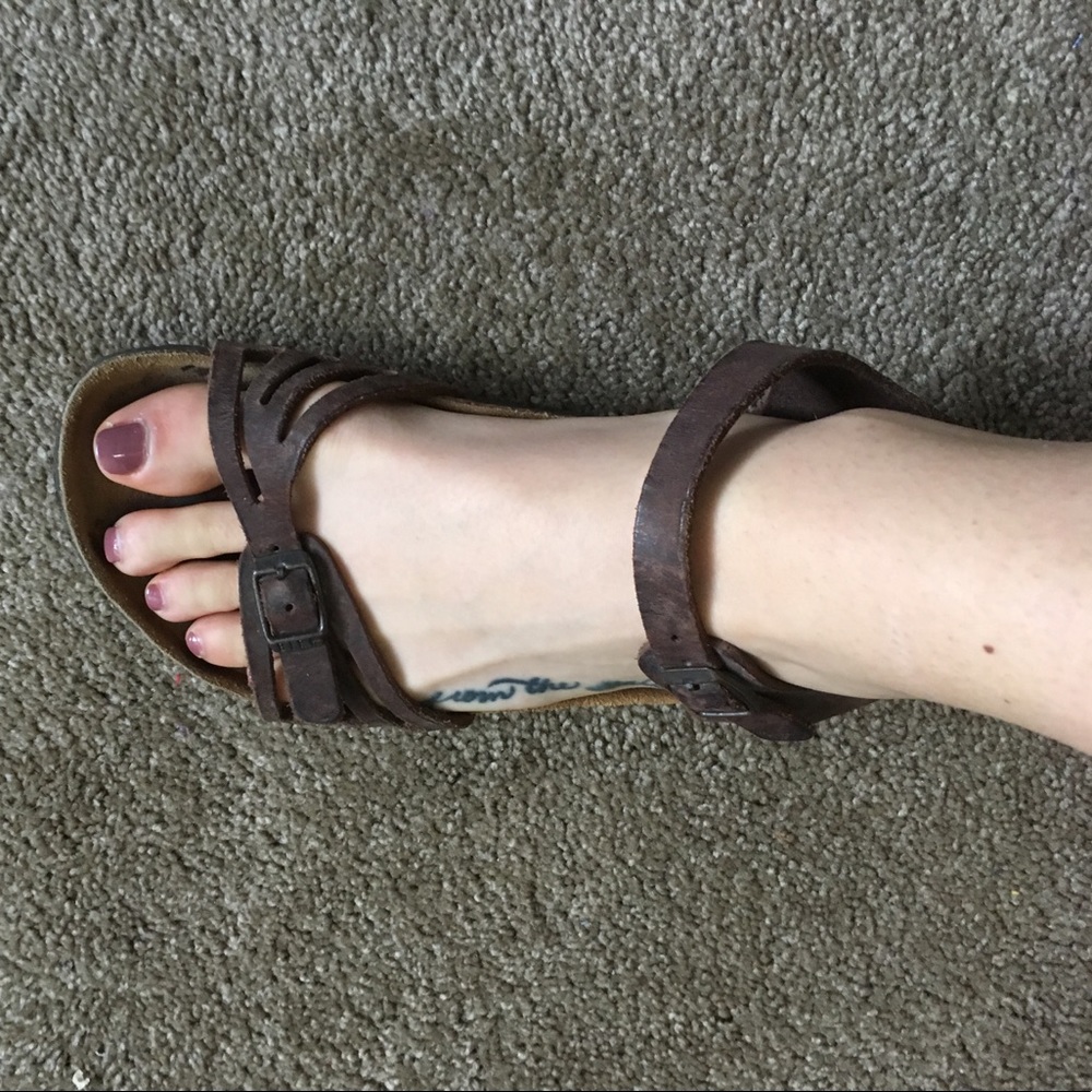 Size 38 brown Birkenstock sandals.