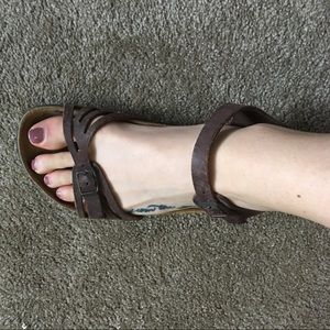 Size 38 brown Birkenstock sandals.