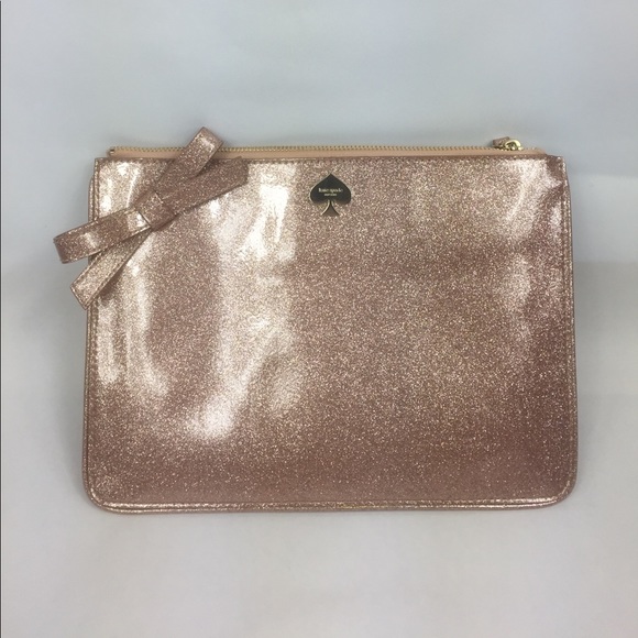 NEW Kate Spade Rose Gold Glitterbug Clutch - Picture 1 of 4