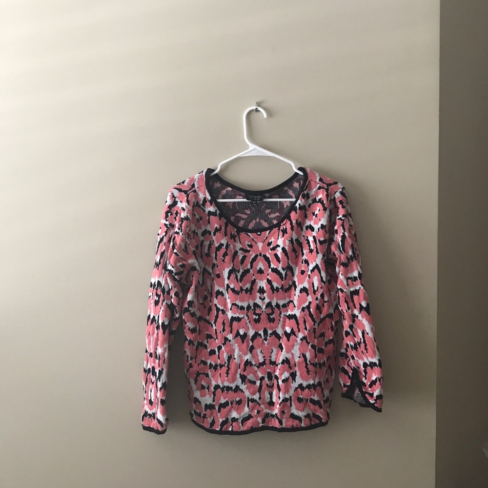 TOPSHOP pink cheetah sweater