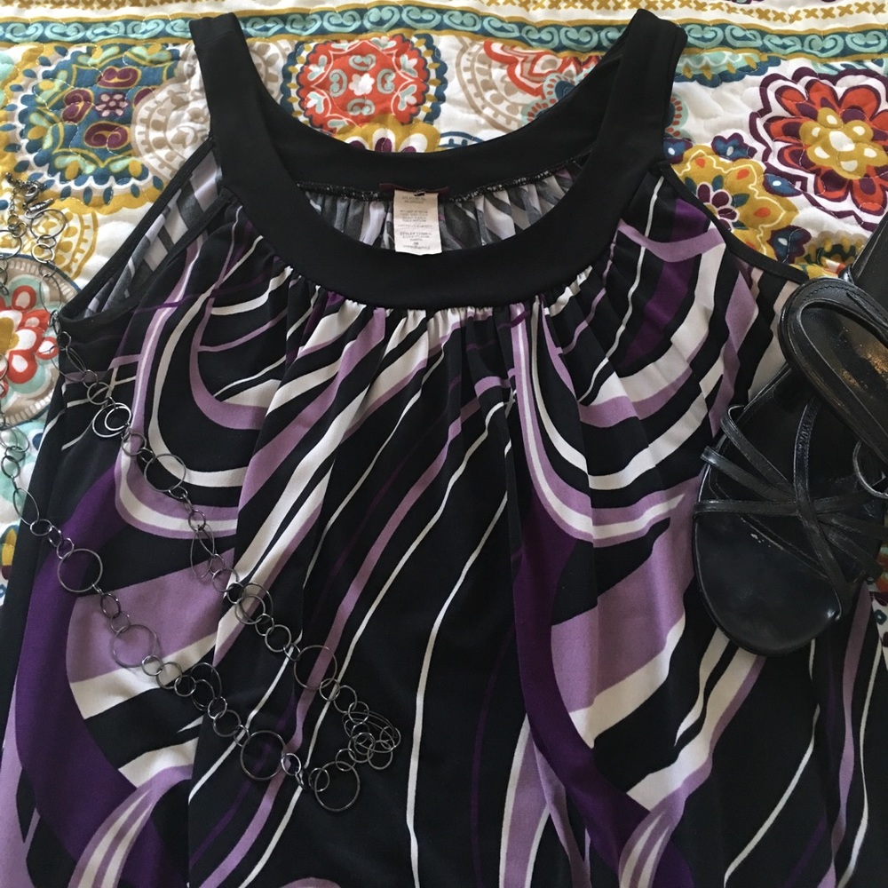 Purple & Black Tank Top