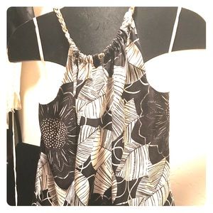 WHBM silk halter top w/ flower design