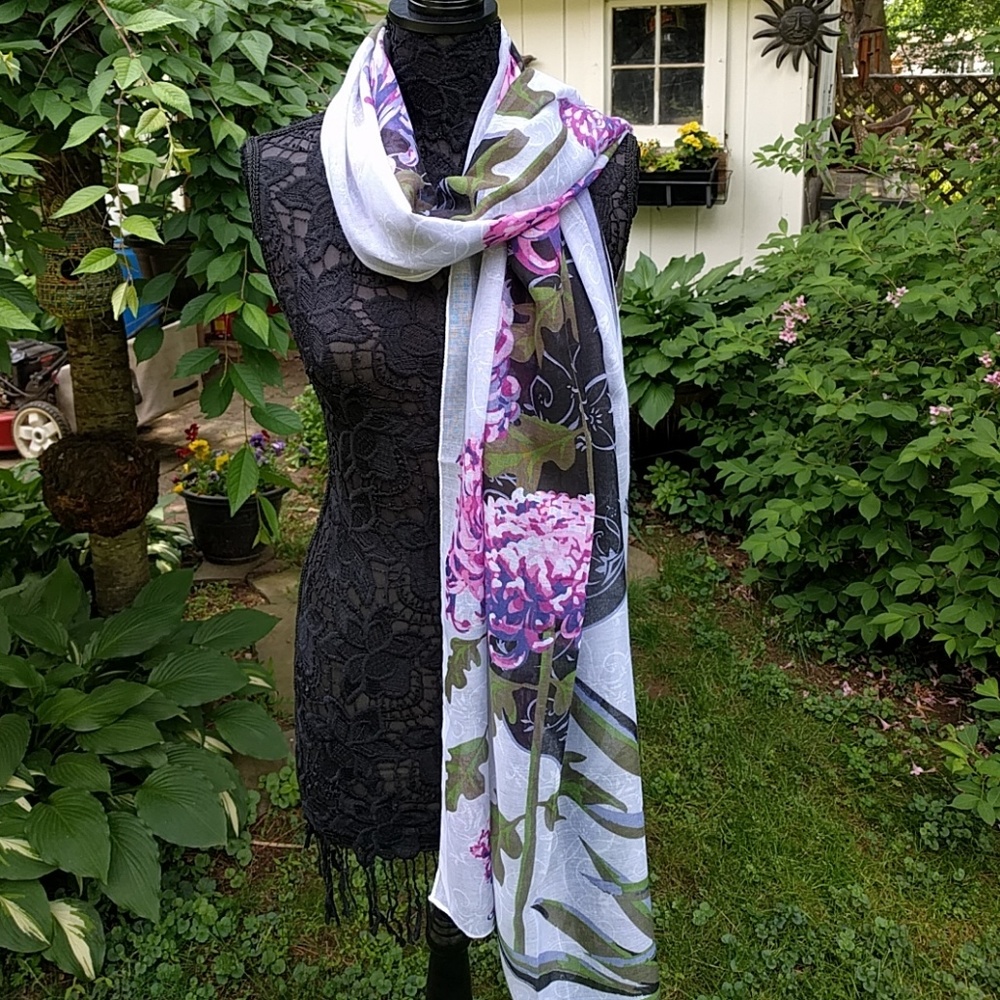 Garden Mums Floral Scarf