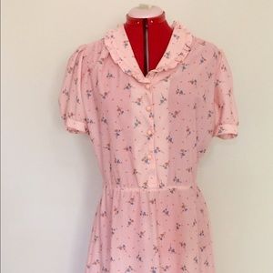 Vikki Plus Size Pink Floral Cap Sleeve Dress