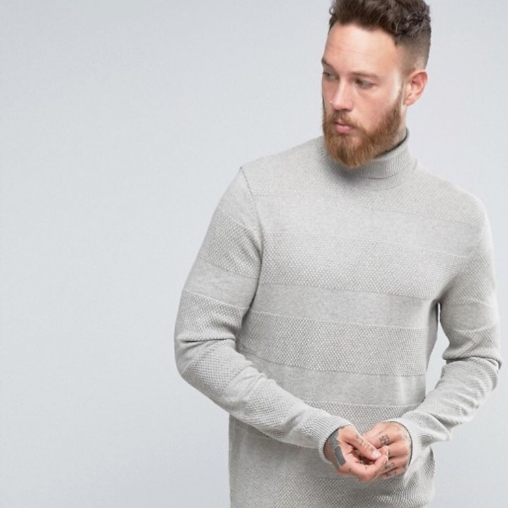 ASOS Striped Gray Turtleneck Sweater
