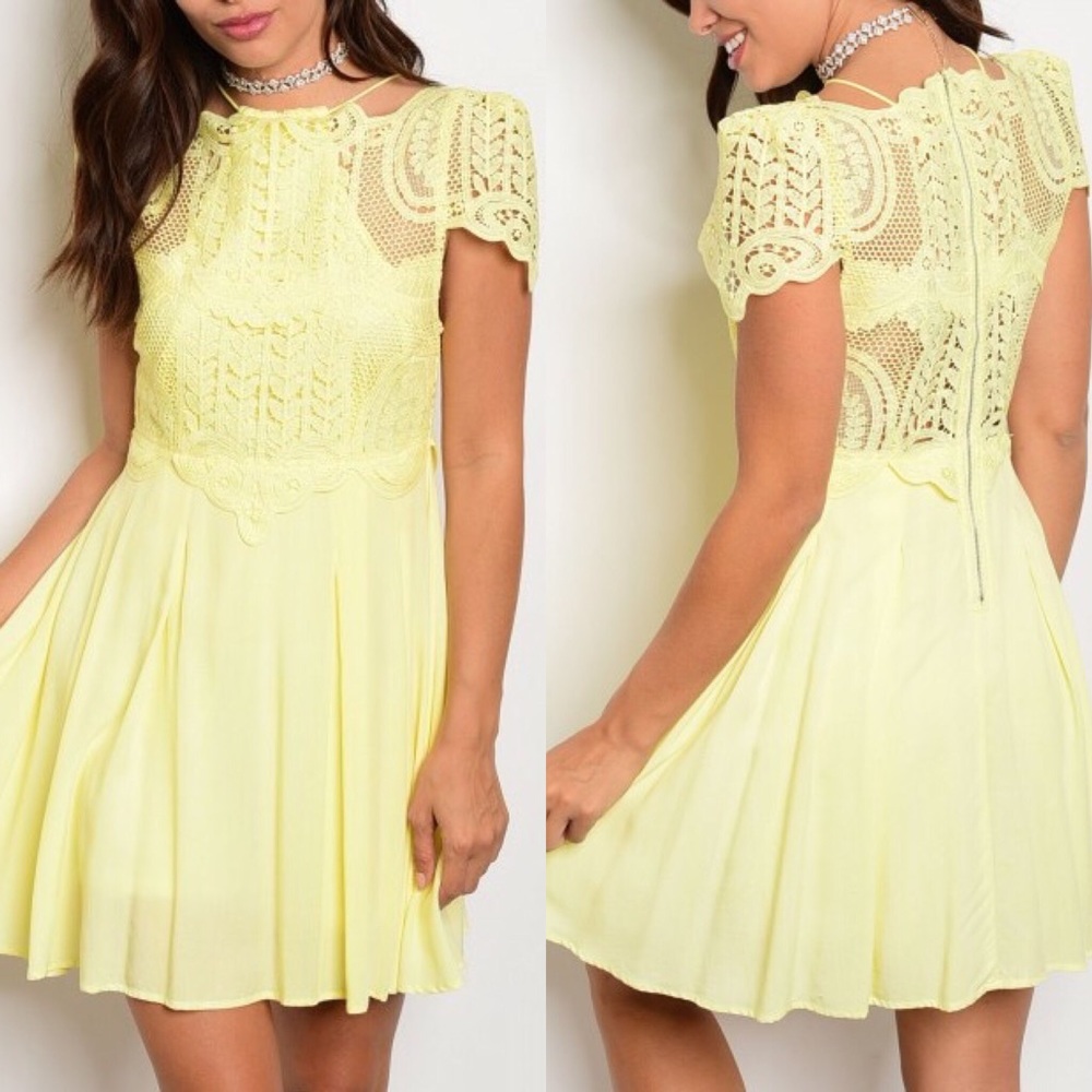 💕SOLD💕Yellow Lace Guipure Jumpsuit Dress