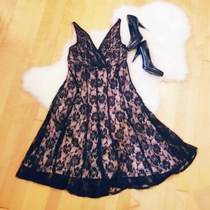 Black Lace and Cream Overlay Princess Dress
