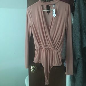 Peach long sleeve chocked body suit