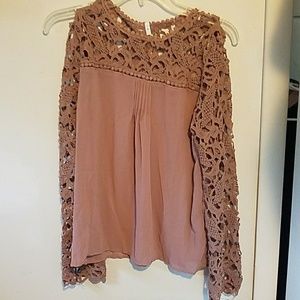 Zaful Mauve Pink Lace detail blouse NWOT