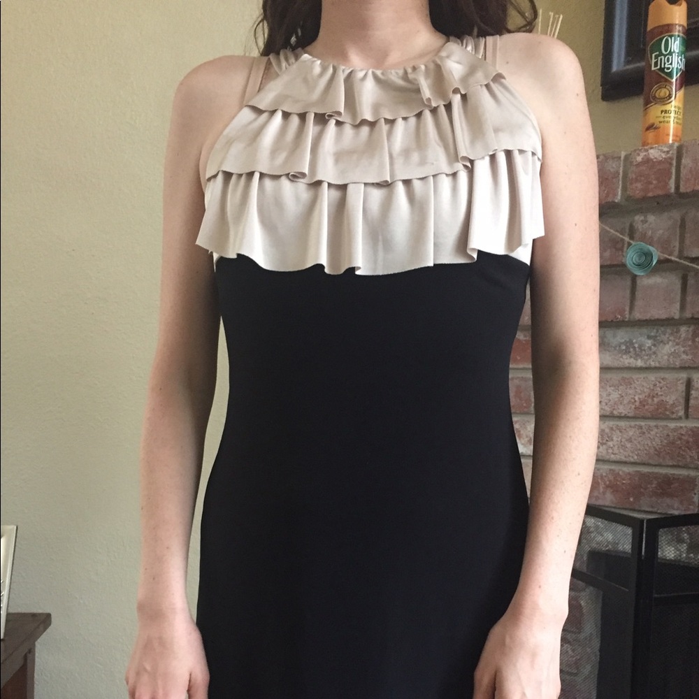 Gold and black cocktail dress
