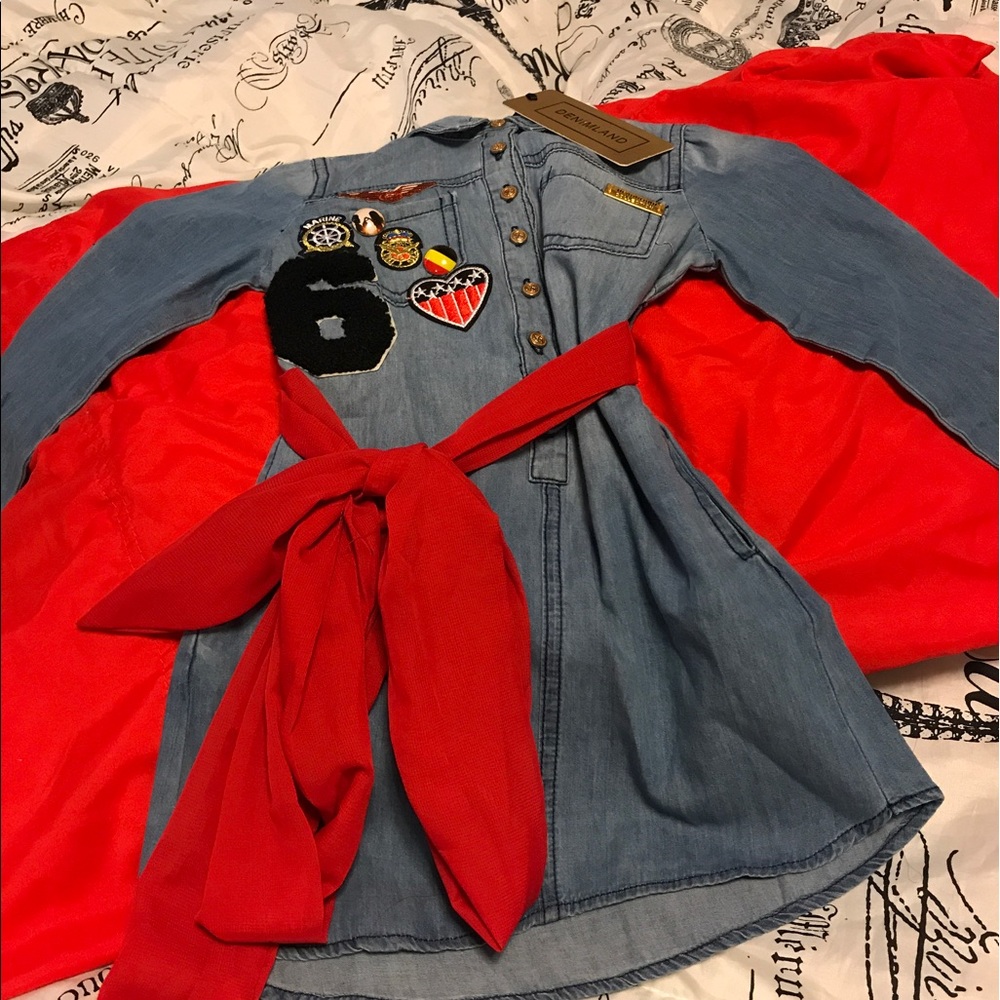 Jean dress with red Satchel