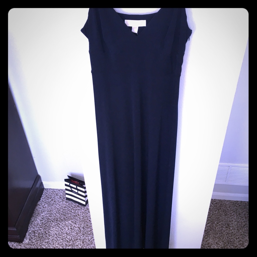 Michael Kors Sleeveless V-neck Maxi Dress Navy