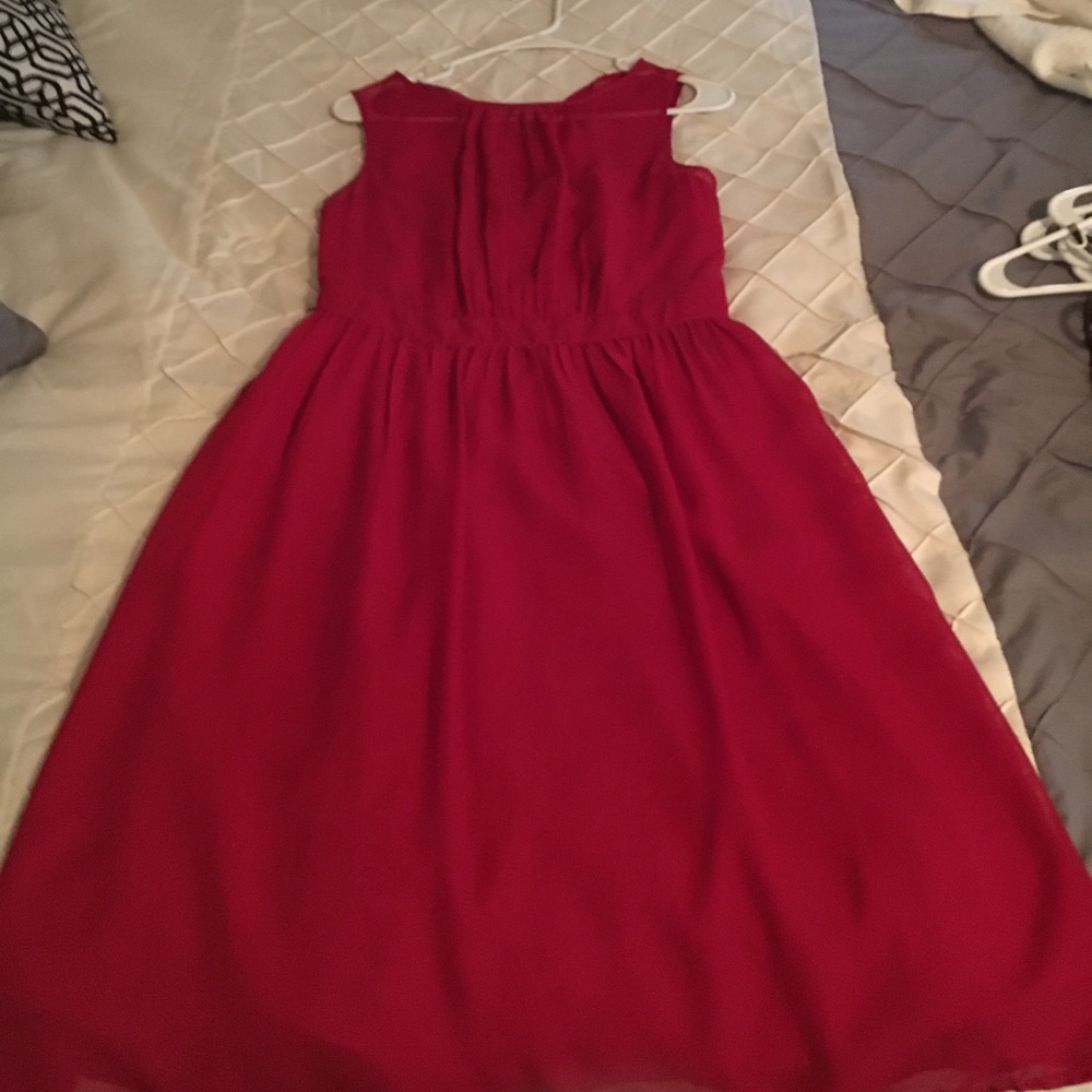 High neck red dress