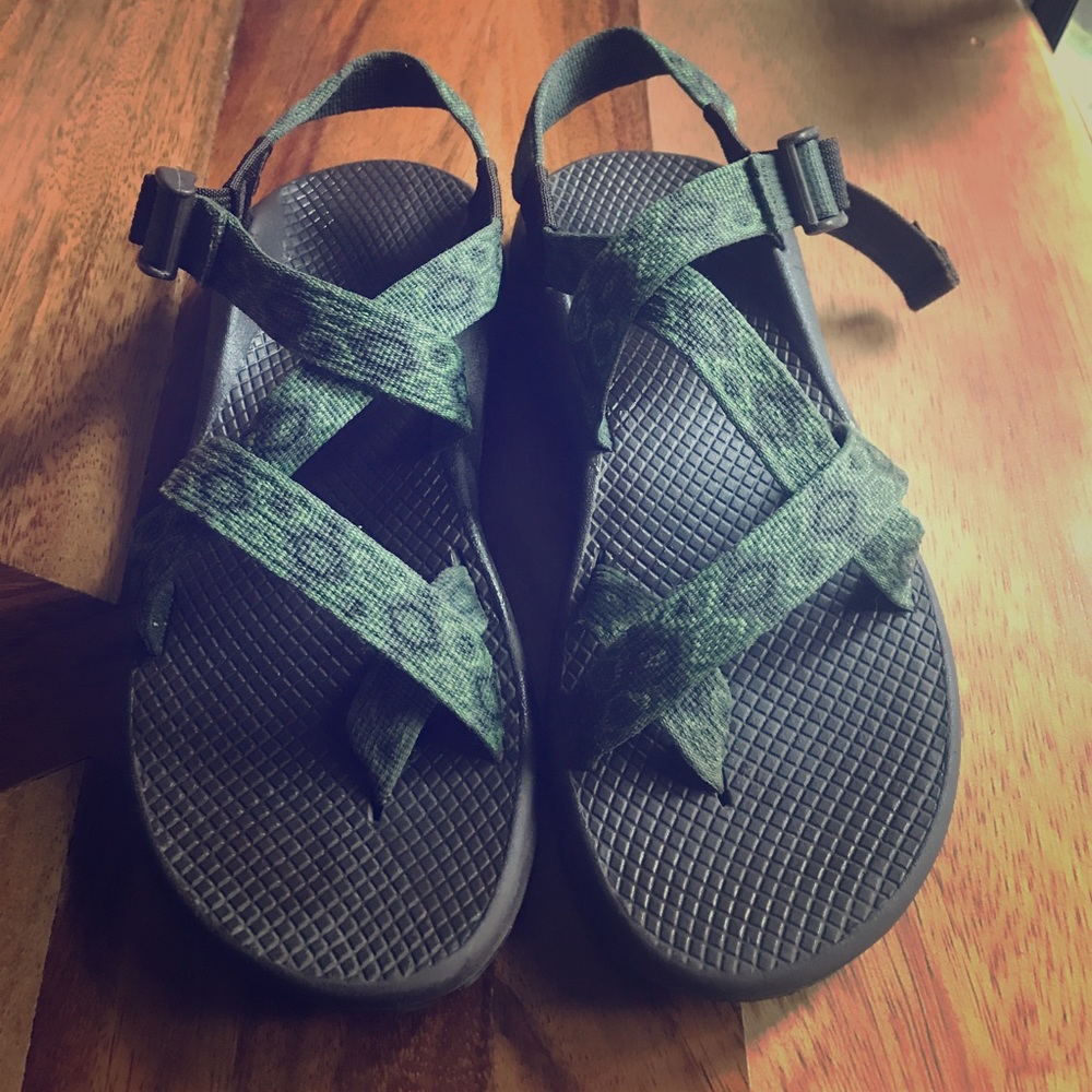 Green patterned chacos!