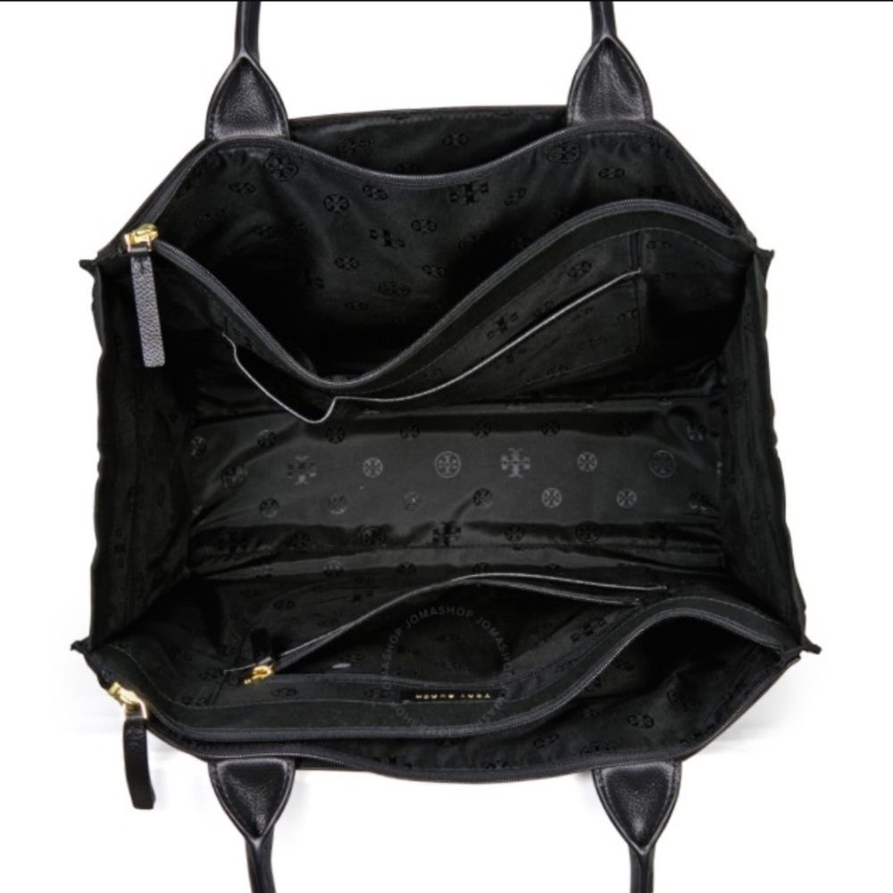 Tory Burch Ella Leather/Canvas Tote, Black color - Picture 5 of 8