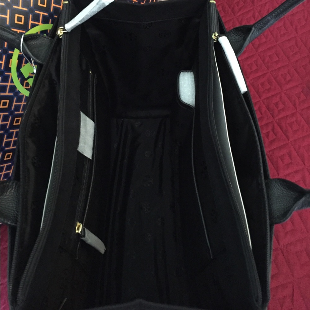 Tory Burch Ella Leather/Canvas Tote, Black color - Picture 7 of 8