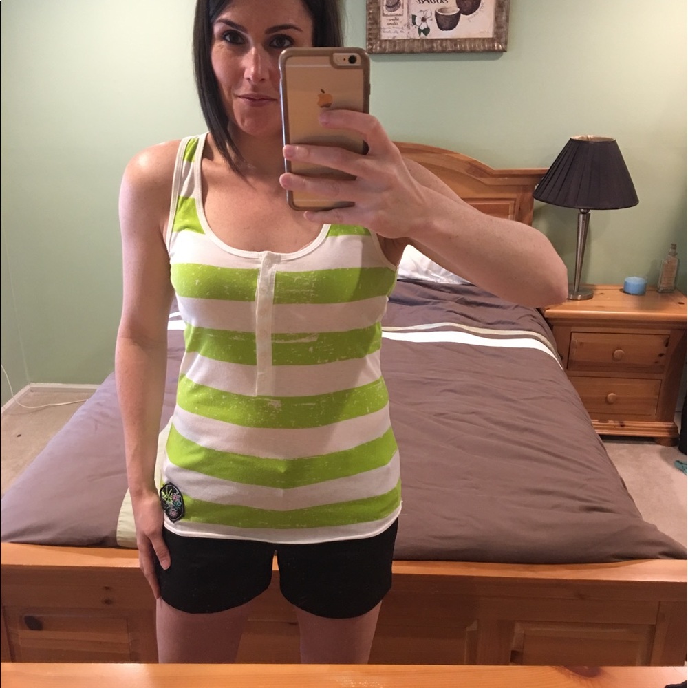 Lime and white striped racer back tank, size XL