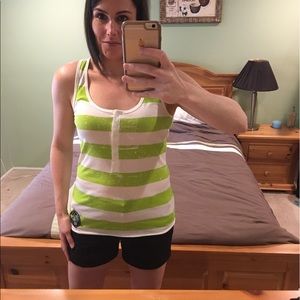 Lime and white striped racer back tank, size XL