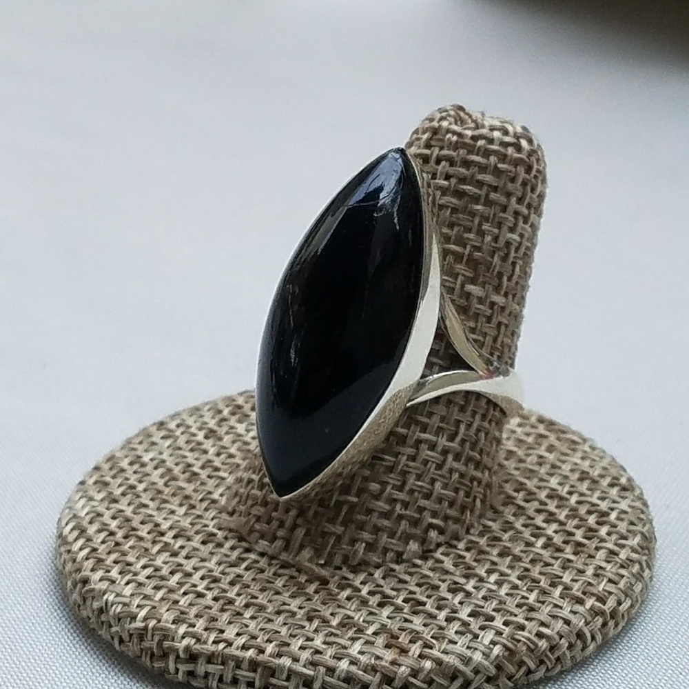 Black Coral Oval shaped Ring,  8.5