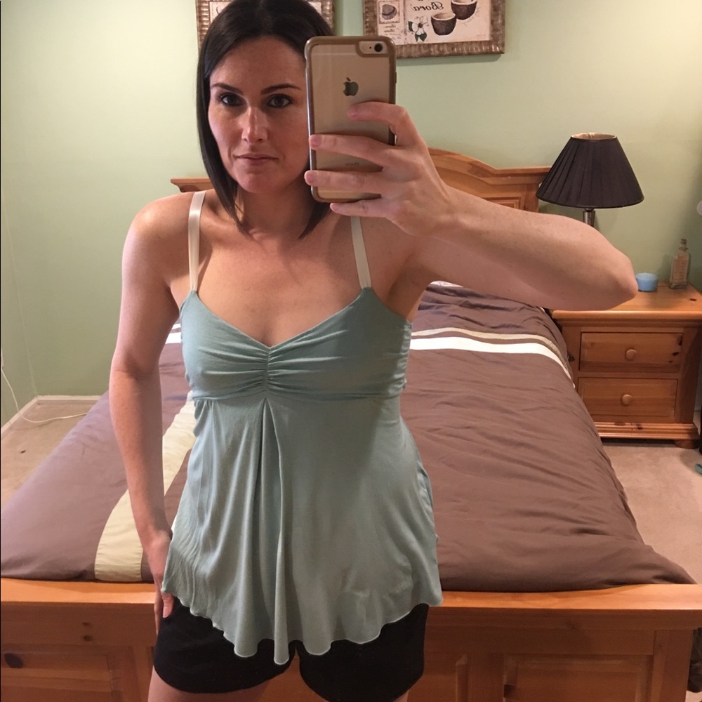 Mint green tie back tank top