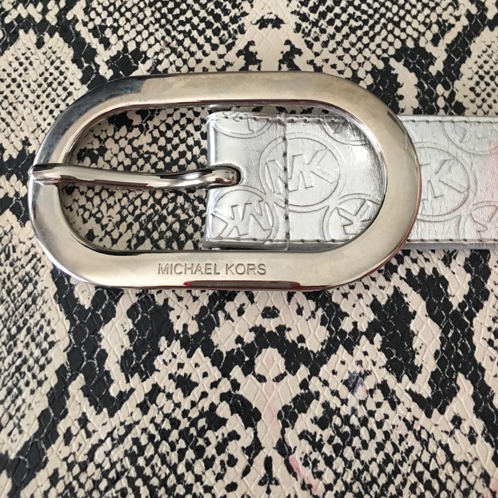 Michael Kors Silver Logo Belt Size XL
