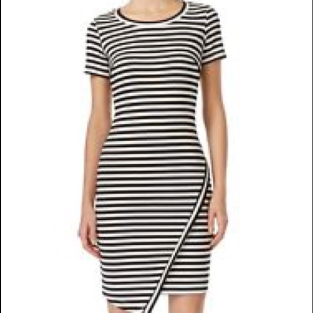 Calvin Klein Striped Asymmetrical Sheath Dress