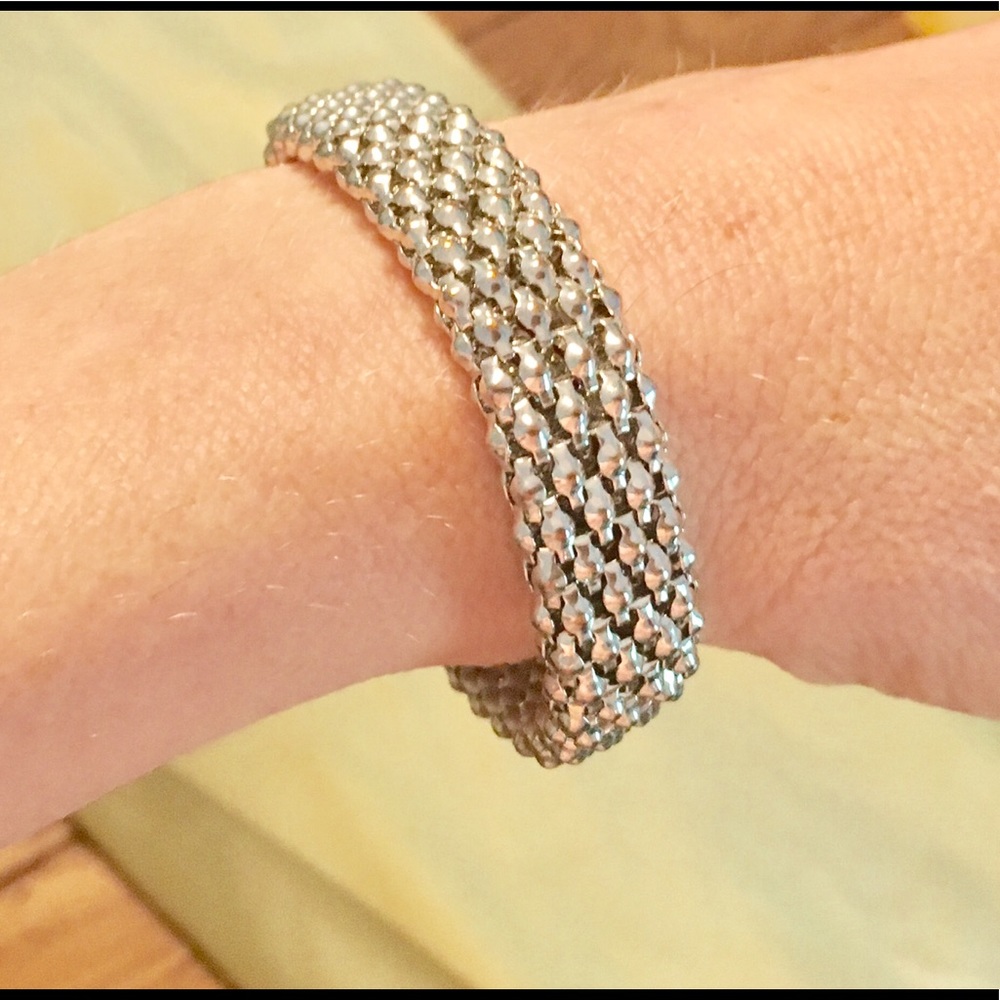 Saks Fifth Ave Silver Mesh Stretch Bracelet Steal!