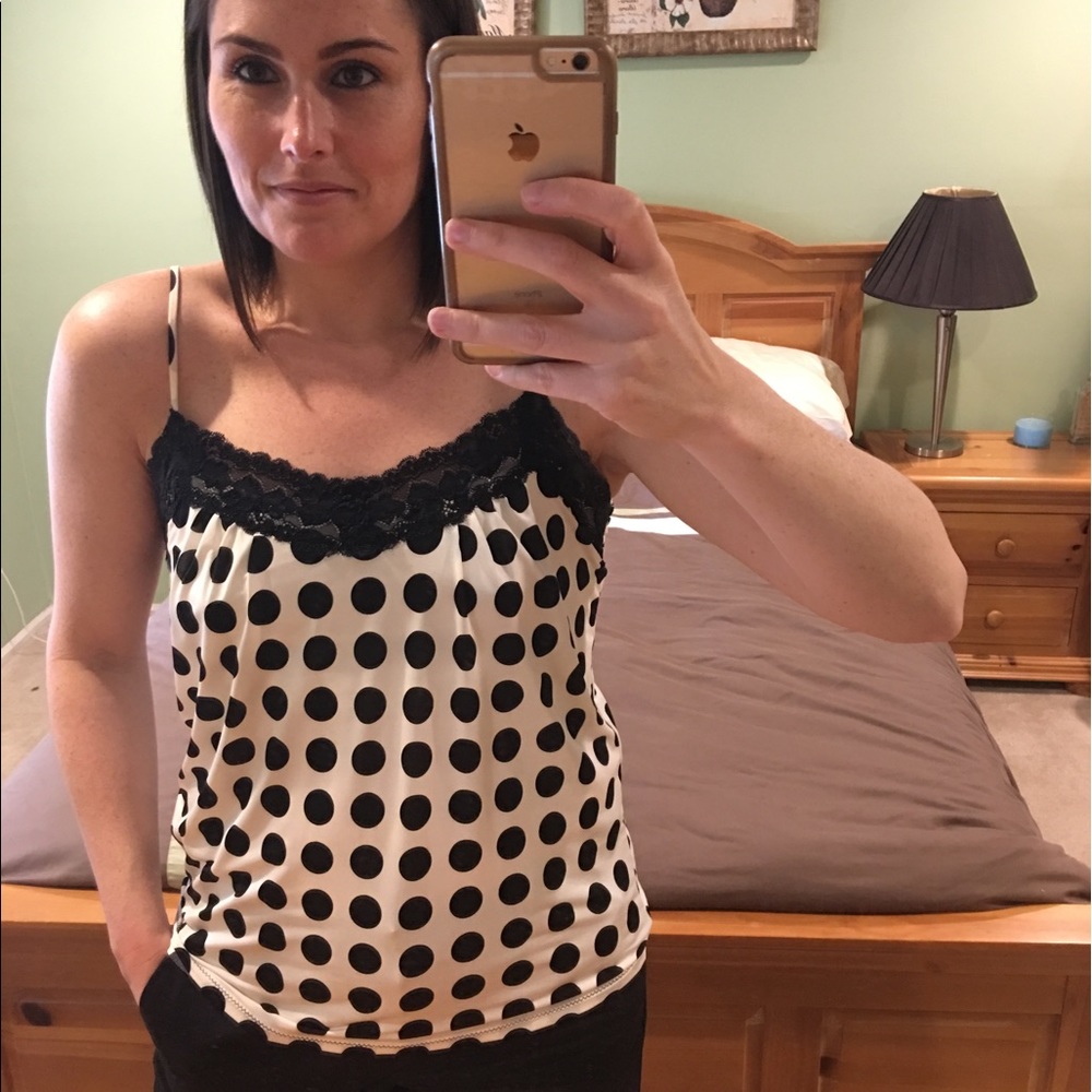 Limited black and white polka dot tank
