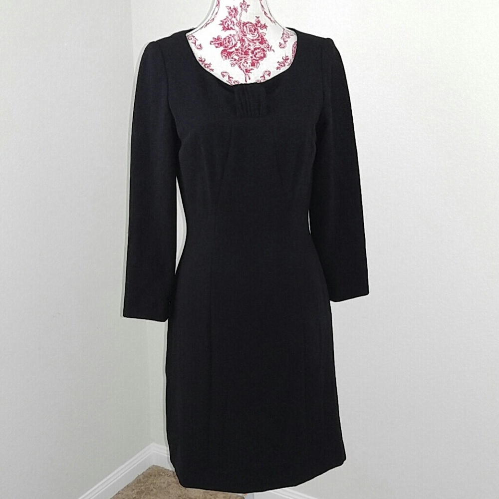 Tahari Solid Black Cocktail Evening Dress 4