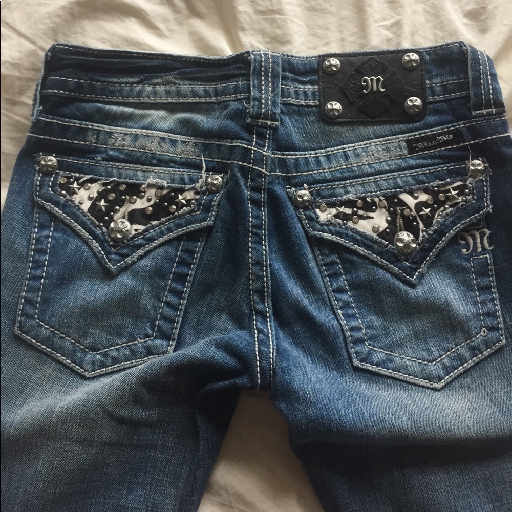 Miss Me Zebra Print Back Pocket Jeans