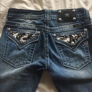 Miss Me Zebra Print Back Pocket Jeans