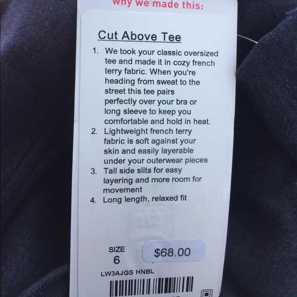 ▪️SOLD▪️NWT Lululemon Cut Above Tee Size 6 - Picture 6 of 6